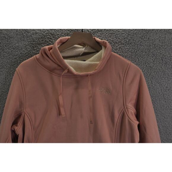 The North Face Pullover Women's L Pink Sherpa Lined Cowl Neck Fleece Sweater - Picture 2 of 8